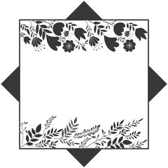 frame with flowers and leafs icon