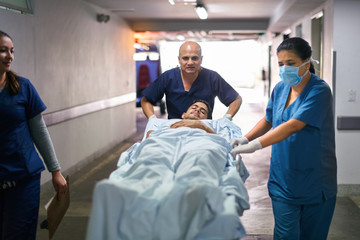 Medical emergency with ambulance staff