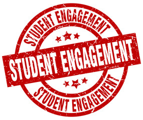 student engagement round red grunge stamp