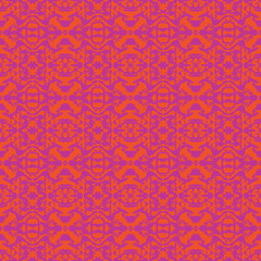 Abstract seamless pattern with mirrored symmetrical, marbled shapes in coral and pink.