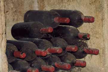 Very old wine bottles.