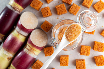 Sugarcane, and derivatives of brown sugar and panela from Colombia