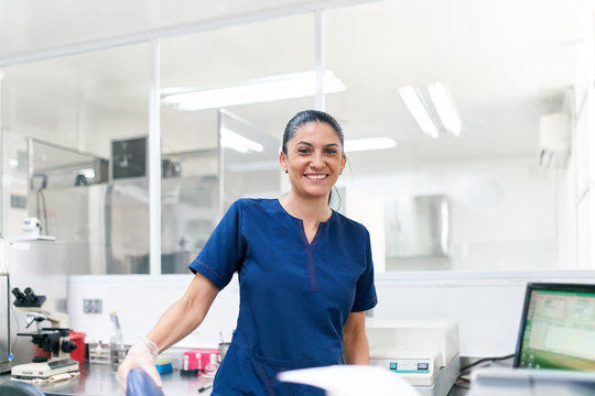 Happy lab technician