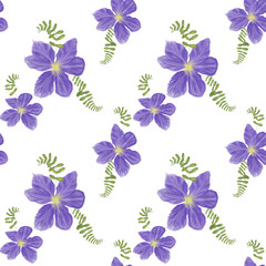 Clematis spring flowers pattern