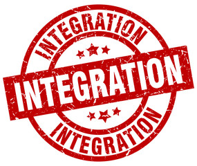 integration round red grunge stamp