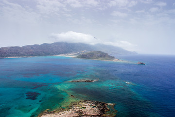 Naklejka premium View on Balos Laguna, sea colors