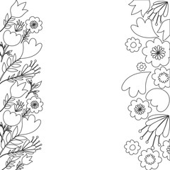 frame with flowers and leafs icon