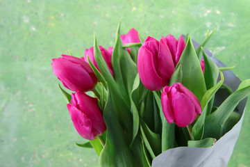 bouquet of pink tulips