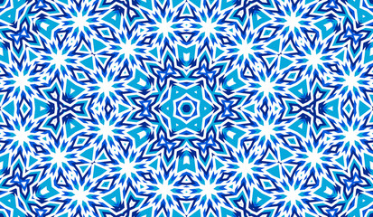 Abstract seamless pattern with kaleidoscope. Bright saturated colors for your design.