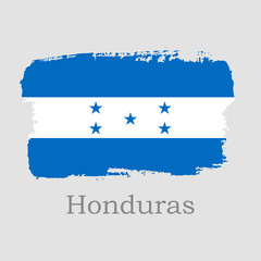 Obraz premium Hand draw Republic of Honduras flag. National Honduras banner for design on grey background. Vector Illustration