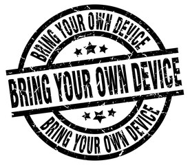 bring your own device round grunge black stamp