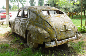 Old rusty Soviet car Victory . Rare exhibit