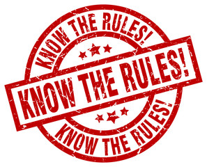 know the rules! round red grunge stamp