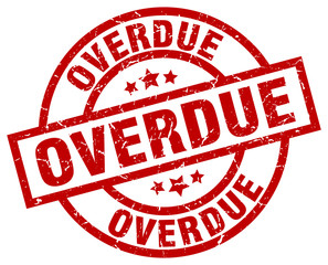 overdue round red grunge stamp