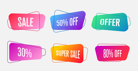 trendy sale gradient banners, flat vector illustration