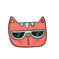 Cute cat with sunglasses isolated on white background