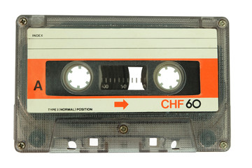 Old cassette tape isolated on a white background - obrazy, fototapety, plakaty