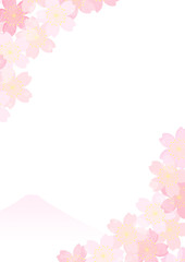 Fototapeta na wymiar 桜　和柄　背景　富士山　フレーム