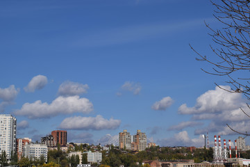 Fototapeta na wymiar panorama of city with blue sky