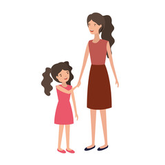 woman with daughter avatar character