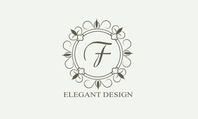 An elegant flower monogram with a letter. Elegant logo for menu design, labels, restaurant, hotel, heraldry, jewelry, boutique. Vector illustration.