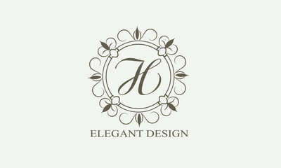 An elegant flower monogram with a letter. Elegant logo for menu design, labels, restaurant, hotel, heraldry, jewelry, boutique. Vector illustration.