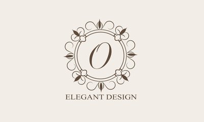 An elegant flower monogram with a letter. Elegant logo for menu design, labels, restaurant, hotel, heraldry, jewelry, boutique. Vector illustration.
