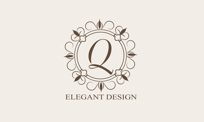 An elegant flower monogram with a letter. Elegant logo for menu design, labels, restaurant, hotel, heraldry, jewelry, boutique. Vector illustration.