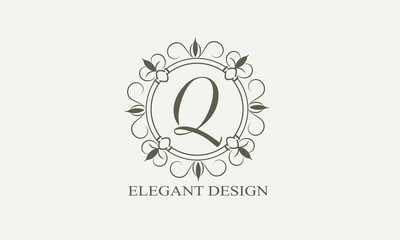 An elegant flower monogram with a letter. Elegant logo for menu design, labels, restaurant, hotel, heraldry, jewelry, boutique. Vector illustration.
