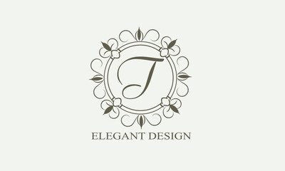 An elegant flower monogram with a letter. Elegant logo for menu design, labels, restaurant, hotel, heraldry, jewelry, boutique. Vector illustration.