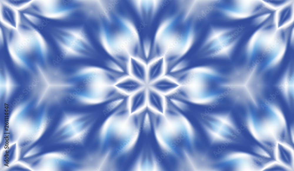 Poster abstract seamless pattern with kaleidoscope. symmetric patterns of reflections of figures.
