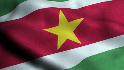 Suriname Waving Flag in 3D