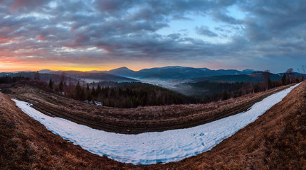 Early morning spring Carpathian mountains