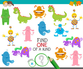 Plakat one of a kind task with cartoon monsters