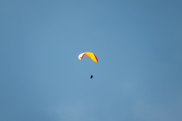 Fototapeta na wymiar Tandem paragliders flying in the sky