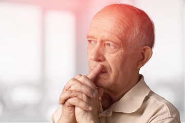 Fototapeta premium Seniors portrait of sad old caucasian man