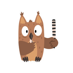 Owl Police Officer Managing Road Traffic, Cute Humanized Bird Cartoon Character Vector Illustration