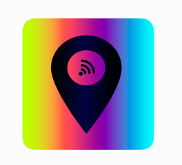 Icon geolocation with a free zone Wi Fi - wireless internet. Vector button, geolocation for web site or maps.