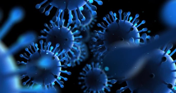 Virus And Bacteria. Viral Epidemic Disease. Close Up 3D Disease Related Animation.