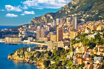 Monaco cityscape and coastline colorful nature of Cote d'Azur view