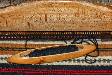  Traditional Romanian Weaving Loom - detail on shuttle