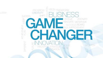 Game changer animated word cloud. Kinetic typography.