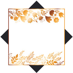 Naklejka premium frame with flowers and leafs golden
