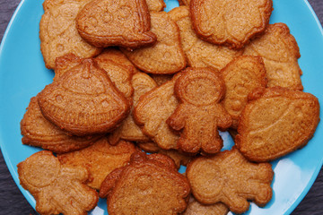 Cookies in form rocket, ufo, alian and astronaut for world cosmonautics day.