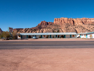 Vintage truck at abandoned motel