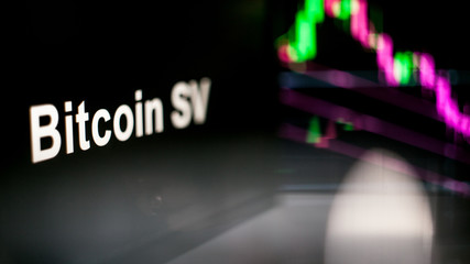 Bitcoin SV Cryptocurrency token. The behavior of the cryptocurrency exchanges, concept. Modern financial technologies.