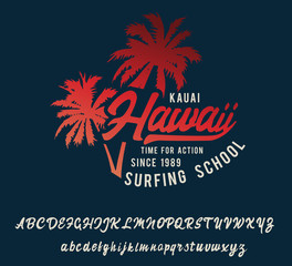 Hawii. Handmade script font. Original style. Retro and vintage.
