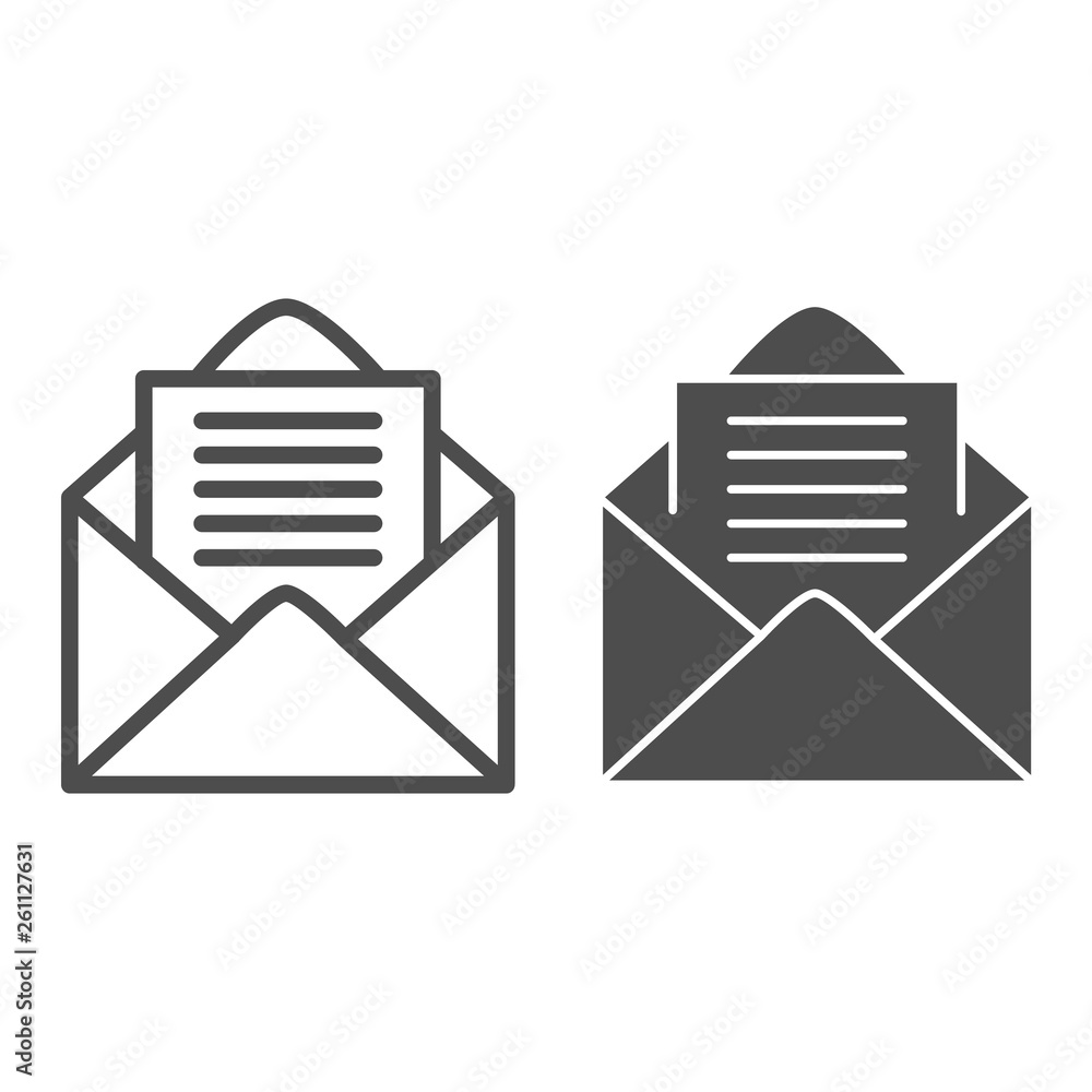 Poster open envelope line and glyph icon. letter vector illustration isolated on white. mail outline style 