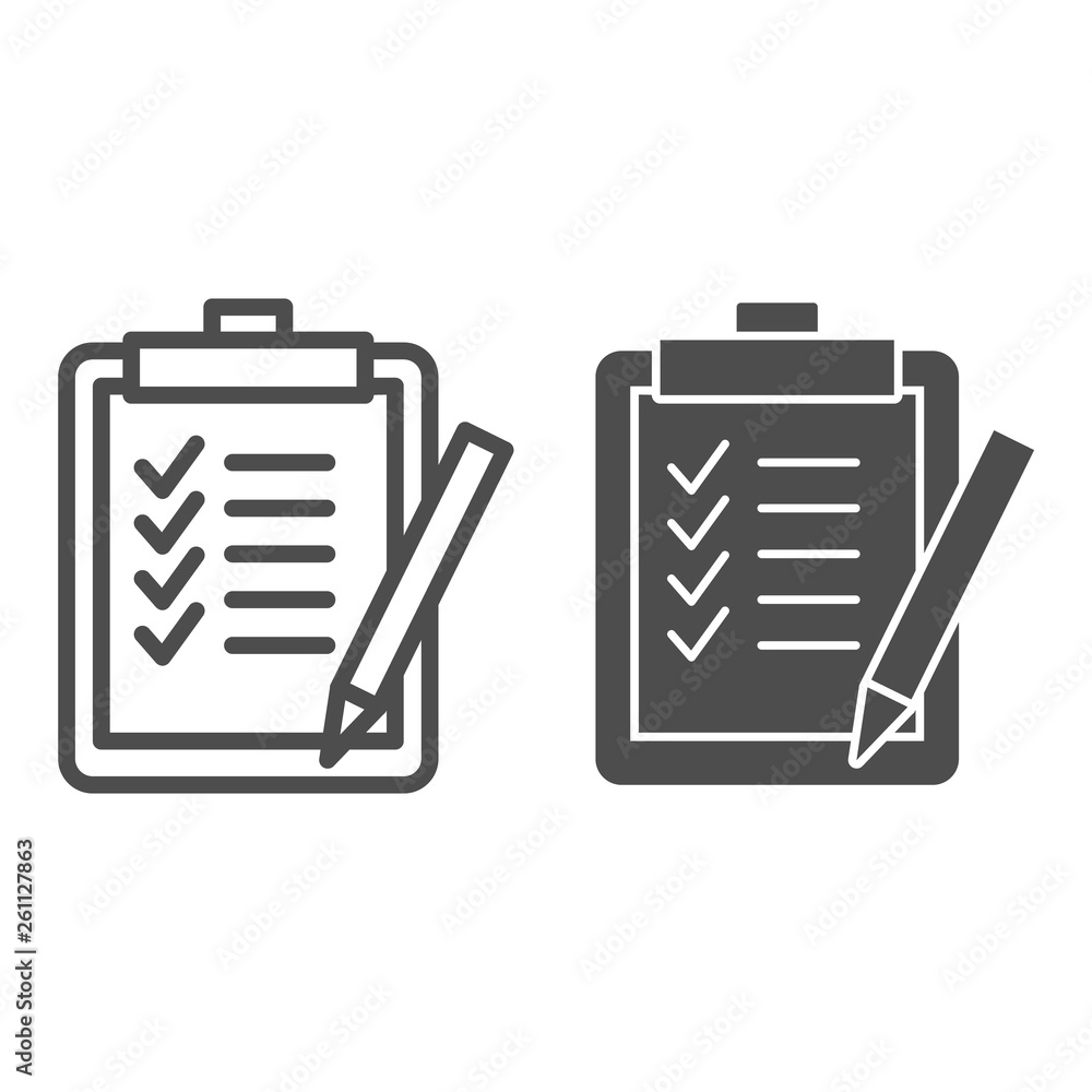 Poster task list line and glyph icon. clipboard vector illustration isolated on white. checklist outline st