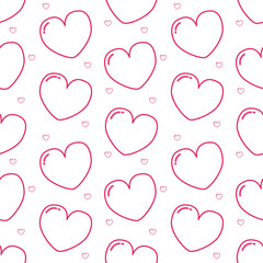 Fototapeta na wymiar Happy Valentine's day card. cute pink hearts cartoon character seamless pattern. feeling in love character on White background vector illustration. 